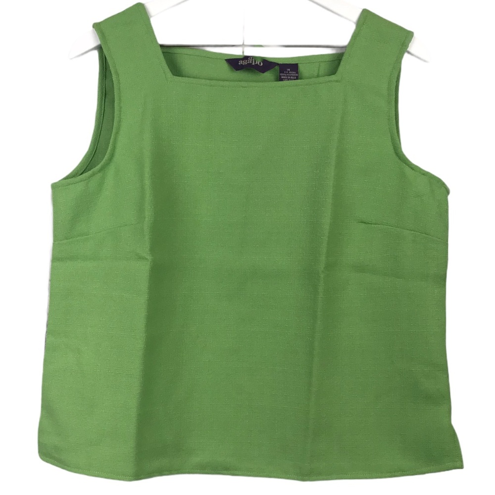 Vintage Agapo Green Polyester Square Boxy Tank Top Women Sz 14